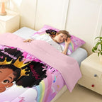 Erosebridal Black Girls Toddler Bedding Set Rainbow Princess Magical Comforter Set for Nursery Kids African American Quilt Black Princess Girl Duvet Insert Pretty Little Girls Inspirational Bed Set - Image 4