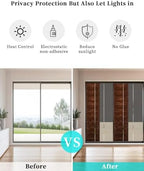 Window Privacy Film Frosted, Brown Leather Pattern Static Cling Door Window Covering, Modern Art Animals Leather Rustic UV Blocking Windows Film for Office, Hotel, Bedroom, 29.5 x 78.7 Inches - Image 6