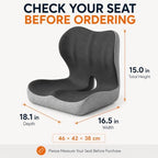 Ergonomic Memory Foam Seat Cushion for Tailbone Pain Relief, Suitable for Office Home Chair, Car and Wheelchair (Black & Gray(Oversized)) - Image 7