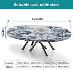 Oblong Tablecloth, Plaid Pattern Printed on Fitted Table Cloth, for Home & Daily Use Nightstands, Fits for 54" x 76" Oval Tables - Image 4