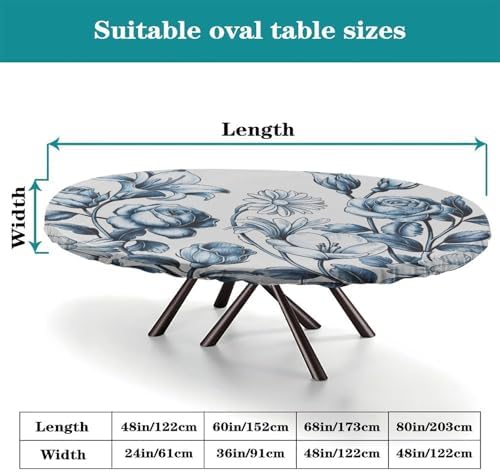 Oblong Tablecloth, Plaid Pattern Printed on Elastic Table Covers, for Business & Events Birthday Parties, Fits for 60" x 84" Oval Tables - Image 4