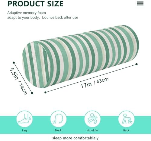 Bolster Pillows for Bed Cylinder Neck Roll Pillow Decorative Round Pillow Covers Cylinder Pillow Long Neckroll Decorative Pillows LightGreen Stripe - Image 3