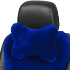 Fluffy Car Headrest Pillow Furry Long Wool Lumbar Auto Head Neck Support Pillow Cushion Natural Luxury Fur Warm Soft Comfort Winter by MLOVESIE