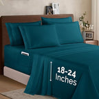 Elegant Comfort 1500 Premium Quality 6-Piece Bed Sheet Set - 18-24 Inch Extra Deep Pocket, Smart Storage Pockets, Wrinkle Free Ultra Soft 6PC Extra Deep Pocket Sheets, King, Marine Teal - Image 2