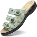 Women's Comfort Leather Slides Lightweight Flat Sandals Cute Slip On Casual Walking Slippers by Hueneph