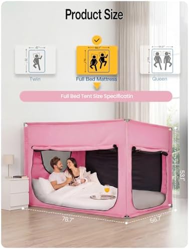 ANC POP Portable Bed Tent, Blackout Privacy Canopy with 3 Doors & Breathable Mesh, Large Space for Adults, Indoor Sleeping Shelter for Dorms/Shared Rooms - Image 2