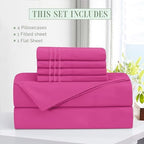 Elegant Comfort Luxury Soft 6-Piece 1500 Premium Hotel Quality Bed Sheet Set with Extra Deep Pockets 18-24 Inch, Wrinkle Free, Storage Pockets, Extra Deep Pocket 6PC Sheets, Full, Hot Pink - Image 3