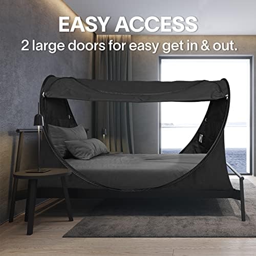 Alvantor Privacy Pop Up Bed Tent for Twin Bed, Easy Setup Blackout and Breathable Mesh Bed Canopy Lightweight Portable Sleep Pod with Carry Bag Dream Tent for Indoor Outdoor Use- Twin/Black - Image 6