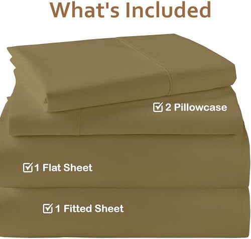 ARlinen 4 PCs Cot Sheets Sets 32" X 75", Egyptian Cotton Fitted Mattress Fits Upto 4"-8" Deep Perfect for Narrow Twin/RV Bunk/Guest Bed Replacement/Camping, Taupe - Image 3
