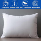 Precoco White Pillow Cases Queen Size Set of 4 | 100% Cotton Pillowcases with Zipper Hidden | Premium Cooling Decorative Pillow Covers with 600 Thread Count, Soft & Smooth, 20x30 inches - Image 6