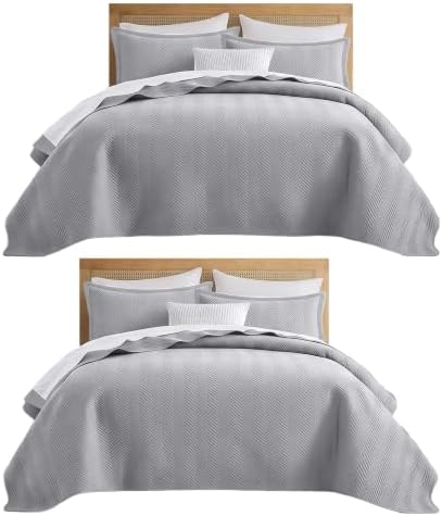 IR Imperial Rooms Twin Quilt Bedding Set Grey Bedspread Wave 2 Pack by IRImperialRooms