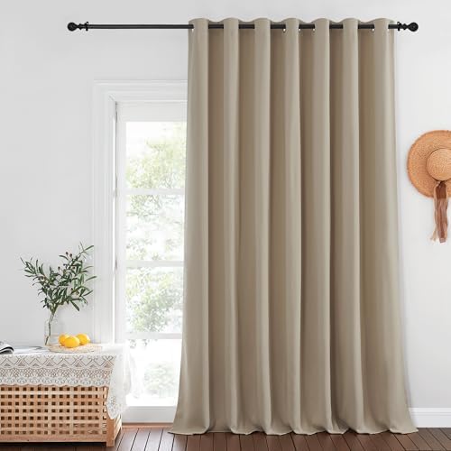 NICETOWN Patio Door Curtain Sound Blocking, Bedroom Privacy Room Divider Curtain, Thermal Insulated Blackout Closet Sliding Door Shade (1 Panel, 100" Wide x 120" Long, Taupe) by NICETOWN