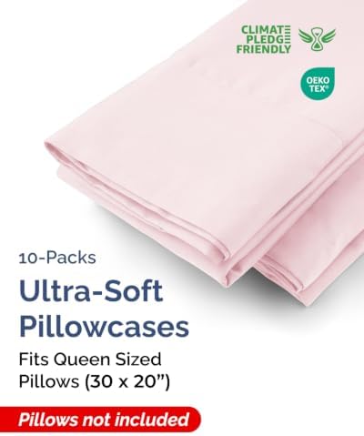 Queen Pillow Cases - 10 Pack Pillowcase Covers - 20" x 30" (Lavender Pink) - Image 2
