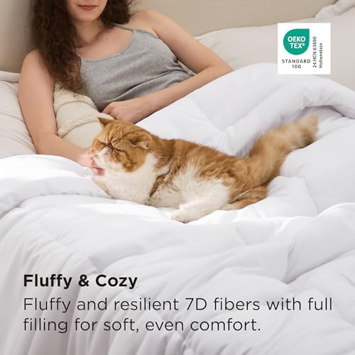 Bedsure Alaskan King Comforter Duvet Insert - Bed Comforter Quilted, White - Image 3