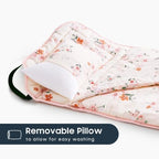 Wake In Cloud - Cot Nap Mat with Pillow and Blanket, 100% Cotton Fabric, for Toddler Kids Girls Ages 3 Plus in Daycare Kindergarten Preschool with Elastic Corner Straps, Floral Flowers - Image 4