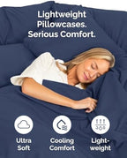 King Pillow Cases - 6 Pack Soft Pillowcase Covers - 20" x 40" (Navy Blue) - Image 3