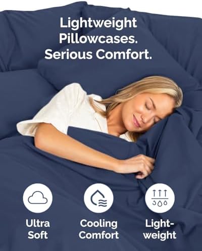 King Pillow Cases - 6 Pack Soft Pillowcase Covers - 20" x 40" (Navy Blue) - Image 3