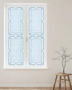 Window Privacy Film Frosted, Pale Blue Botanical Reusable Static Cling Window Tints, Vintage Florals Geometric Minimalist Heat Control Windows Films for Offices, Balcony, 29.5 x 118 Inches - Image 2
