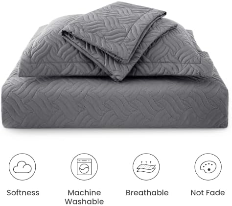 Love's cabin Oversized King Quilt Set, Soft Bedspread Comforter, Dark Grey - Image 6