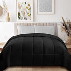SUPERIOR All Season Reversible Down Alternative Comforter, King, Black - Image 2