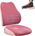FLORICH Large Car Seat Cushion and Lumbar Support Pillow, Ergonomic Memory Foam Driving Seat Cushion for Back & Sciatica Pain Relief, Non-Slip Washable Seat Cushion for Car, Driver, Office-Pink by FLORICH