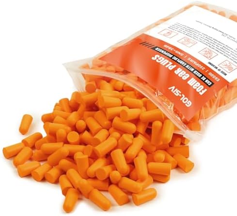 250 Pairs NRR 33dB Soft Foam Ear Plugs,38dB Noise Reduction Disposable Earplugs Bulk,for Work & Construction Site,Orange by GOL-SIV