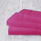 Mocassi Twin Sheet Set - Luxury Hotel 1800 Premier Bedding Sheets & Pillowcases - Ultra Soft Breathable & Cooling Bed Sheets - Deep Pocket - Wrinkle Resistant - 4 Piece Set - Twin, Hot Pink - Image 4
