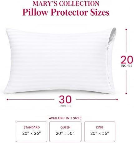 King Pillow Protectors 100% Cotton Sateen Size 20" x 36", Bulk 6 Pack - Image 2