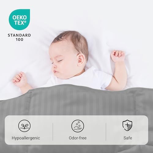 ZPECC Toddler Down Alternative Comforter, 39" x 47", Grey Stripe - Image 4