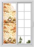 Window Privacy Film Frosted, Thanksgiving Gnomes Reusable Static Cling Window Tints, Fall Pumpkin Maple Leaves Sunflower Heat Control Windows Films for Offices, Balcony, 29.5 x 118 Inches by Unknown