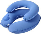 Double-Layer Inflatable Neck Pillow, Press-to-Inflate U-Shaped Pillow, Portable Neck Support for Office Trip Travel, Blue by Unknown