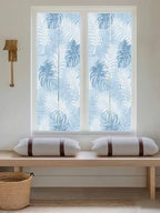 Window Privacy Film Frosted, Sky Blue Palm Trees Tropical Reusable Static Cling Window Tints, Summer Beach Botanical Heat Control Windows Films for Offices, Balcony, 29.5 x 118 Inches - Image 5