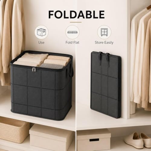 Dust-Proof Comforter and Bedding Organizer, Foldable Outdoor Cushion Storage Bag Travel Bag, Moving Storage Bins, Reinforced Handles ，2pcs：L(22.0 x 17.7 x 22.0 inches) - Image 6