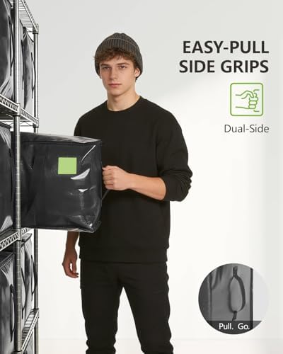 Heavy Duty Moving Bags Extra Large, Premium Storage Bags with Durable Zippers, Reinforced Handles, Moving Supplies for Clothes, Bedding, College Dorm Essentials, 12 Pack Black - Image 5