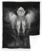 Rhino Blanket Minimalist Sherpa Throw for Couch, Strength Symbol Animal Design for Bedroom Decor, 50x60 Inches Soft Fuzzy Cozy Animal Black Blanket for Calm Space by Sleepwish