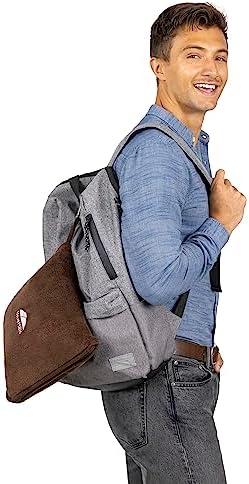 BlueHills Travel Blanket Pillows for Two Airplane Traveling Essentials Flight Throws in Bag case with Backpack Clip Compact Large Plane Accessories – Brown and Grayish Blue - Image 6
