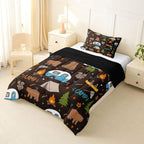 Erosebridal RV Camper Kids Comforter Sets Toddler Size, Forest Theme Camping 2Pcs Bed Set for Girls Boys, Woodland Animal Print Bear Bedding Set, Outdoor Travel Trailer Room Decor - Image 4