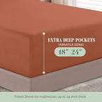 Elegant Comfort 1500 Premium Quality 6-Piece Bed Sheet Set - 18-24 Inch Extra Deep Pocket, Smart Storage Pockets, Wrinkle Free Ultra Soft 6PC Extra Deep Pocket Sheets, Queen, Coral - Image 5