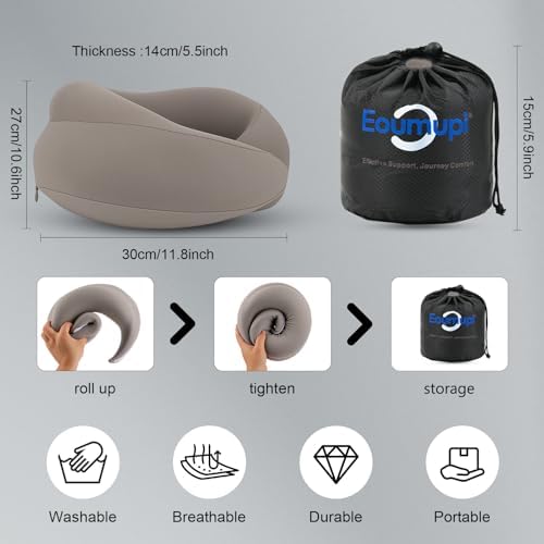Neck Pillow Airplane,Plane Pillow for Long Flight,Travel Pillow Gray - Image 6