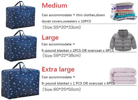 3 Pack Laundry Bags Moving Bag,Waterproof Oxford Cloth Storage Bag with Zippers for Dorm Home Office Wardrobe,Dustproof Travel Handbag (Grey Flower) - Image 7