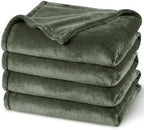 PHF Fleece Blanket Queen 90x90-300G Lightweight Airy Warmth, Olive Green by PHF