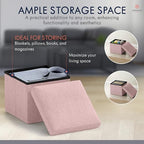 Ornavo Home Small Square Storage Ottoman, Set of 2, 12x12x12, Pink - Image 3