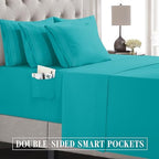 Elegant Comfort Luxury Soft 4-Piece 1500 Premium Hotel Quality Bed Sheet Set with Extra Deep Pockets 18-24 Inch, Wrinkle Free, Storage Pockets, Extra Deep Pocket 4PC Sheets, Twin, Teal - Image 5