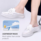 Buyrew Mules for Women with Arch Support - Lightweight Washed Cotton Sneaker Mules - Breathable Walking Flats, Comfortable Slip On Shoes for Business Casual, Office, Travel - Image 5