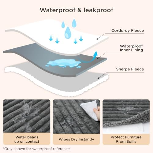 Bedsure ComfyFleece® Waterproof Blanket for Bed, King（86"x108"） Warm Grey - Image 3