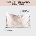 Kitsch Satin Pillowcase with Zipper - 2 pcs Standard Size, Leopard - Image 2