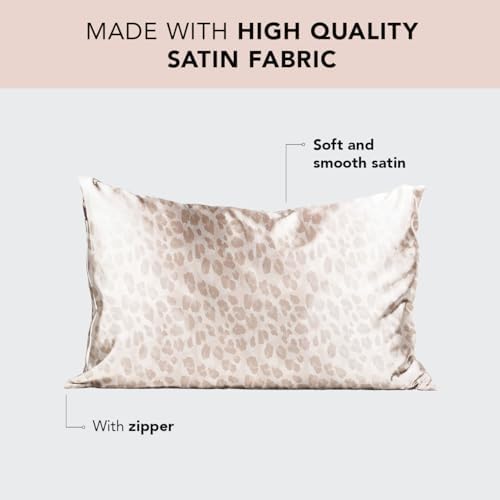 Kitsch Satin Pillowcase with Zipper - 2 pcs Standard Size, Leopard - Image 2