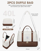 Weekender Bags for Women Travel Bag - Duffle Bag with Shoe Compartment Carry on Overnight Bag for Women Hospital Bags for Labor and Delivery 2Pcs Set Beige Brown - Image 3