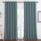 NICETOWN Blackout Greyish Blue Curtain & Drape 102 inches Long - Energy Saving Thermal Drape Grommet Sound Reducing Light Blocking Window Treatment for Bedroom (1 Panel, W66 x L102) by NICETOWN