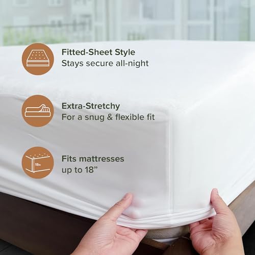 Beckham Hotel Collection Mattress Protector — Hotel-Grade Cotton Blend, Silent Waterproof Protection, Low-Profile Design that Preserves Mattress Feel, Twin - Image 5